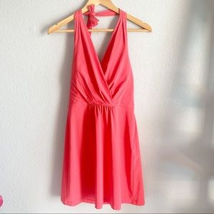 Athleta Coral Pink Go Anywhere Halter Dress 6
